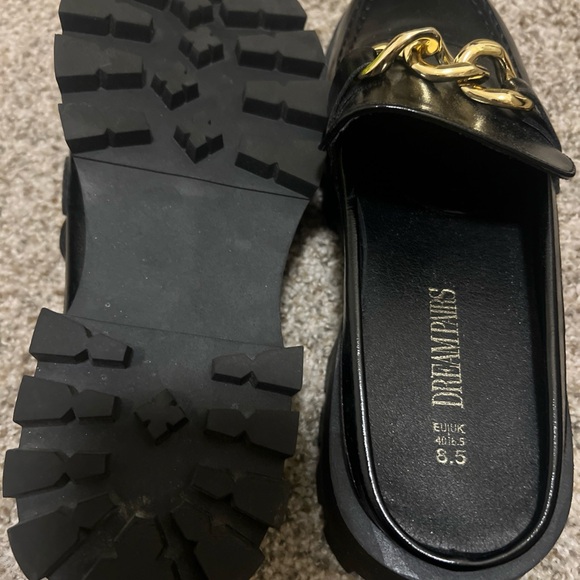 Stylish Black Loafers with Gold Chain and Brown pair - Picture 6 of 8